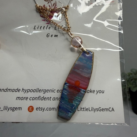 Handpainted Pendant Necklace, stainless steel - Picture 5 of 5